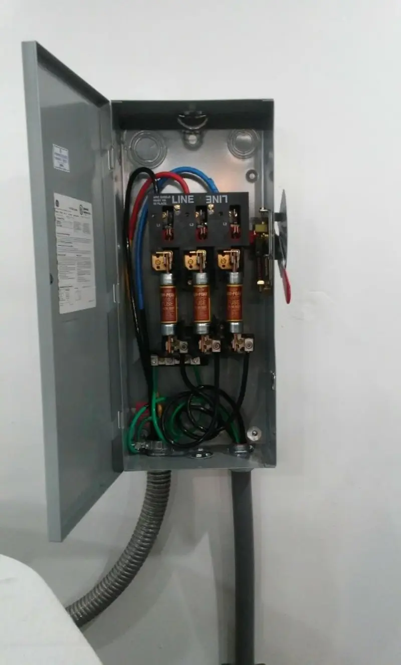 Three-phase disconnect switch installed for Smoke Detector Installation in Prosper